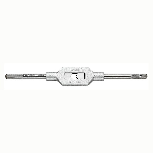 Facom 831_3 tap wrench with knurled handles, silver metal, front angle on white background.