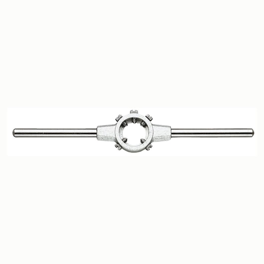Facom 8321P die stock tool, silver metal, straight-on angle, for threading dies.