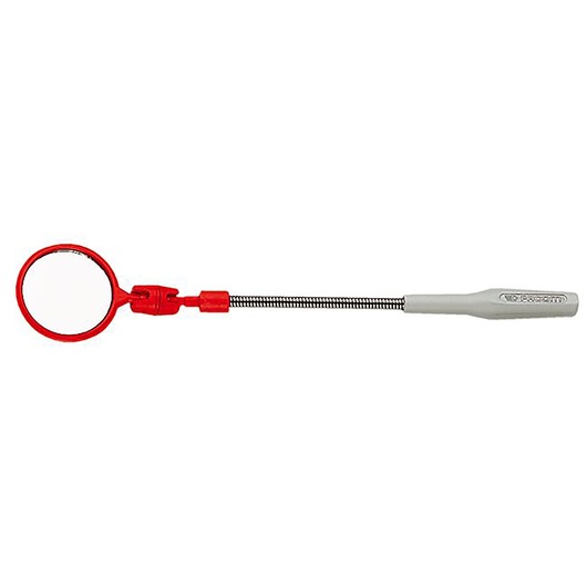 Facom 834_R1 inspection mirror with red flexible stem and white handle, side angle on white background.
