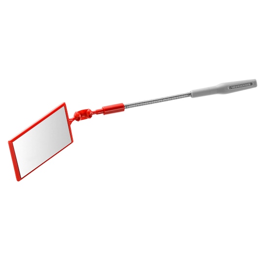 Facom 834AR rectangular inspection mirror with adjustable handle, red border, product side view.