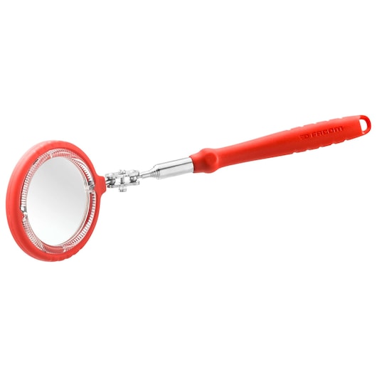 Facom 834B_RTIM inspection mirror with adjustable joint and red handle, side angle on white background.