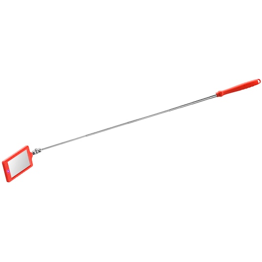 Facom 834BRTIR inspection mirror with red handle and telescopic rod, photography, side angle.