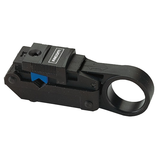 Facom 838CX58 black cable stripper, angled view on white background, compact design with visible blue adjustment part.