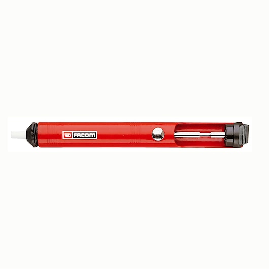 Facom red desoldering pump tool, SKU 839A, side view on white background.