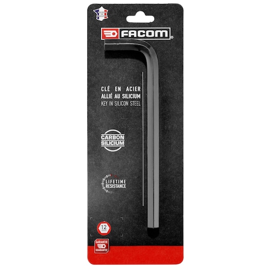 Facom HEX_KEYS 83H_12PB_P1 silicon steel hex key, 12 mm size, front packaging photo on white background.