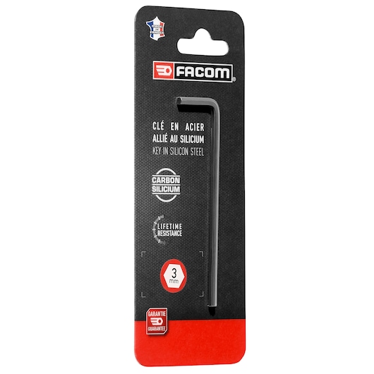Facom metric long hex key 3mm, SKU METRIC_LONG_HEX_KEYS_3MM, front view on white background.