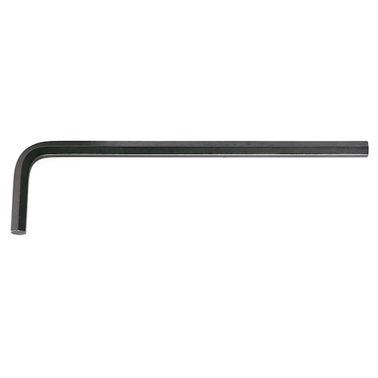 Photo of Facom 83H_4_5 hex key, L-shaped black metal tool, product photography, side angle on white background.