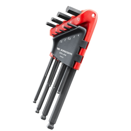Facom hex key set in red and black holder, photography with white background, 83SH_JP9A.