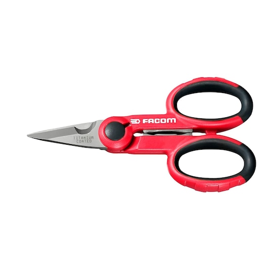 Sheathed electricians scissors with wire cutter 45 mm blade