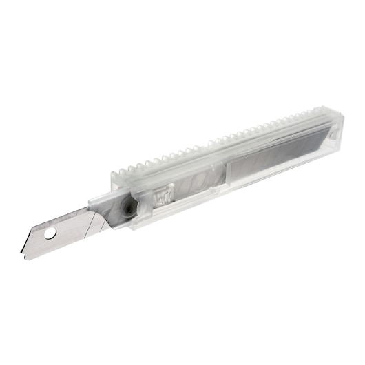 Facom 844S9L10 utility knife blade pack with transparent case, side angle, photography product.
