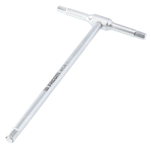 Facom 84TC_10 silver T-handle hex key photographed on white background.