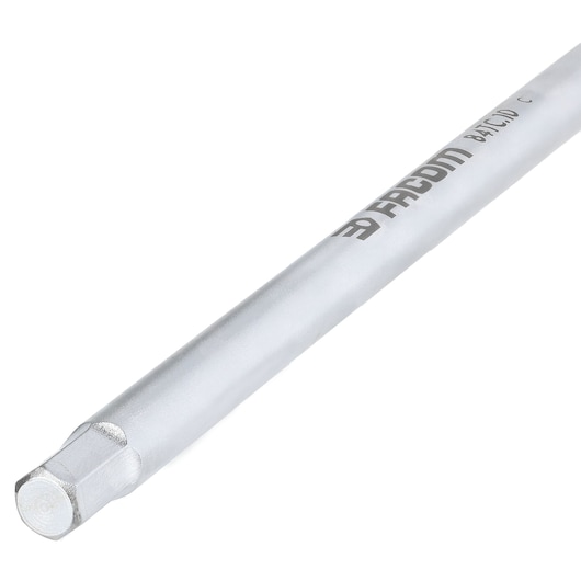 Facom 84TC_10 hex key with chrome finish, angled close-up on white background.