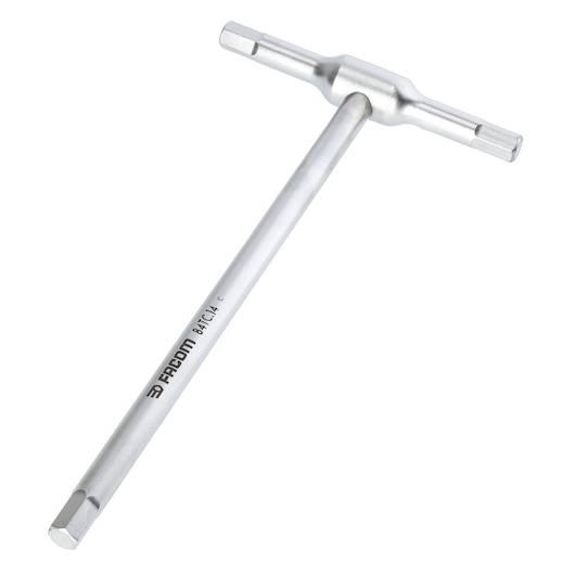 Facom 84TC_14 T-handle hex key, silver metal, side angle on white background.