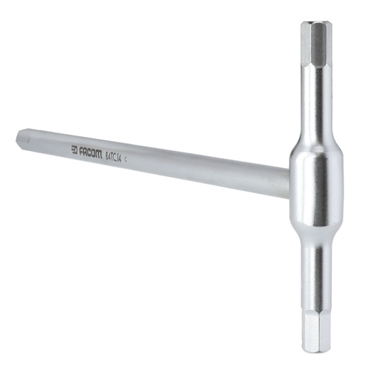Photo of Facom 84TC_14 T-handle hex key with chrome finish, side angle on white background.
