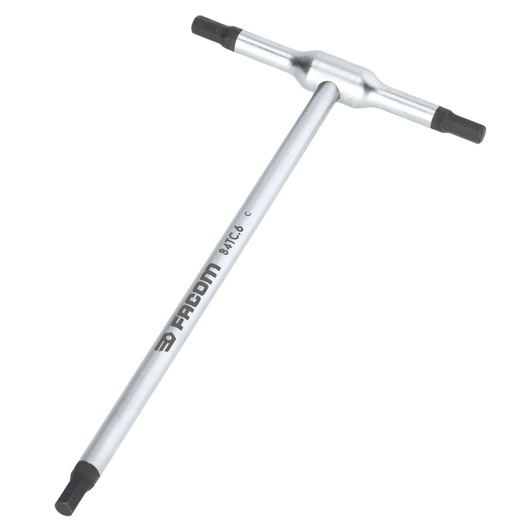 Facom 84TC_6 T-handle hex key with black tips, photographed on white background, side view.