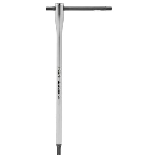 Facom 84TCD_4 T-handle hex key, silver metal, front angle, tool photography on white background.