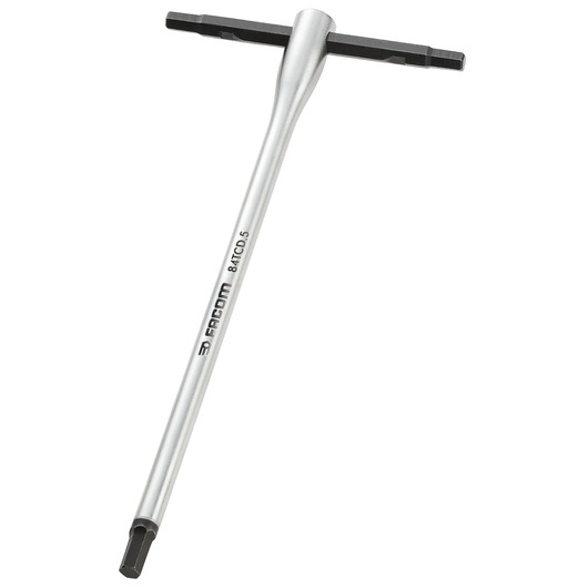 Facom 84TCD_5 silver T-handle Torx key on white background, side angle.