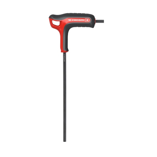 Facom T-handle hex key with red and black grip, front view, SKU 84TZA_4, hand tool.