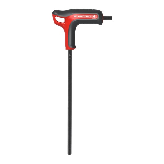 Facom 84TZA_6 T-handle hex key, red and black, front angle on white background.