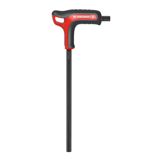 Photo of Facom 84TZA_8 T-handle hex key with red and black ergonomic grip, front angle on white background.