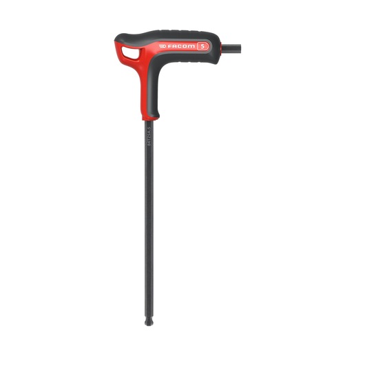 Facom 84TZSA_5 T-handle hex key, red and black, front angle, ball end tool