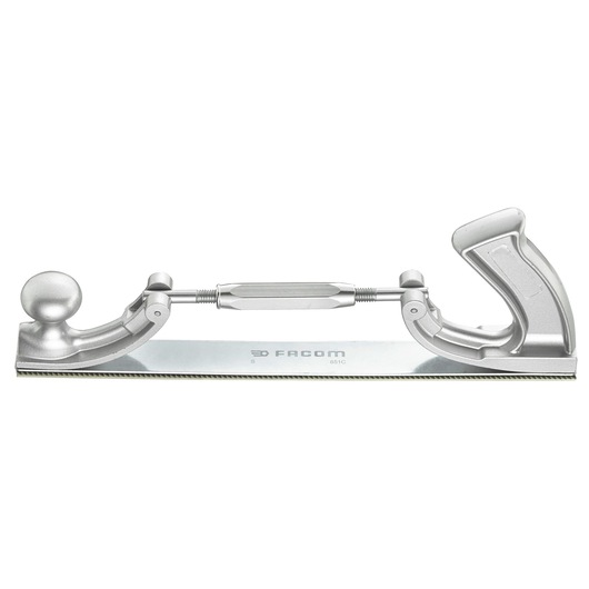 Facom 851C sheet metal file holder, silver finish, front angle on white background.