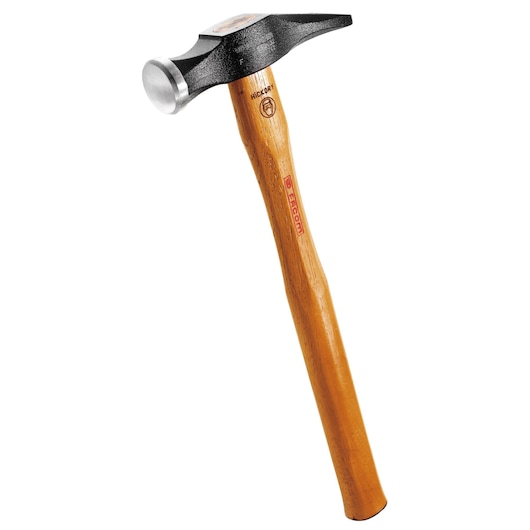 Facom hammer 860H_32 with hickory wood handle, black steel head, side view on white background.