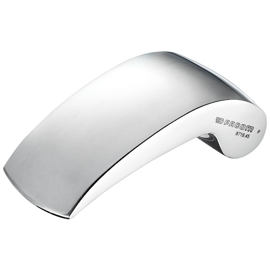 Photo of Facom 871B_45 polished curved spokeshave tool on white background, top angle.