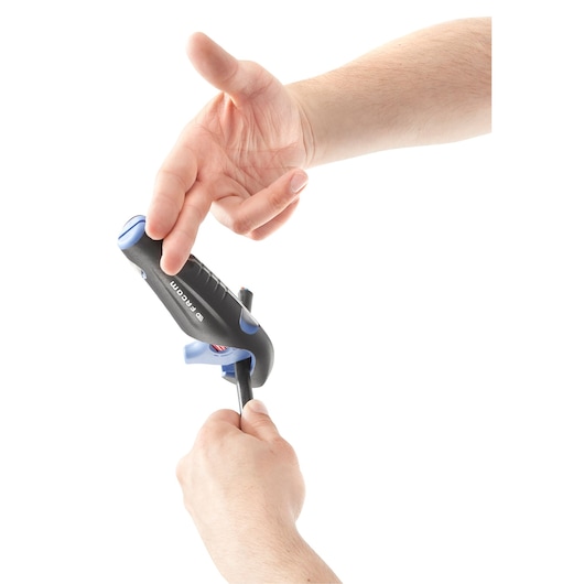 Photo of Facom 872271 cable stripper tool in use, close-up with white background.