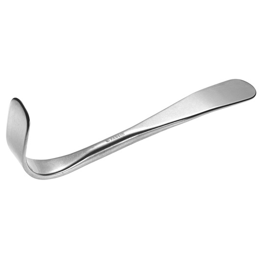 Facom 876A pry bar, silver metal hand tool with curved and flat ends, side view on white background.