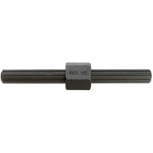 Facom 885_EH5 steel rethreading tool with hexagonal center, side angle on white background.
