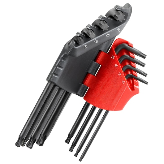 Facom torx key set 89S_JP8A with black and red holders, various sizes, angled view on white background.