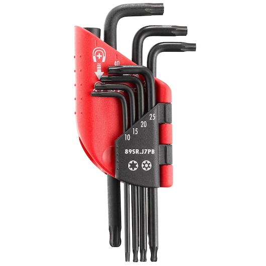 Facom 89SRJ7PB Torx key set in red and black holder, front angle on white background.