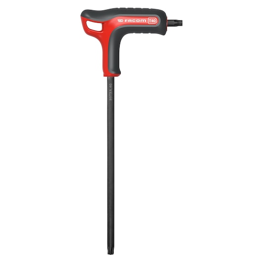 Facom T-handle Torx® screwdriver T40, black and red handle, long shaft, SKU 89TXA_40, front view.