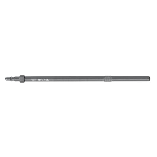 Facom 911-105 steel extension bar, straight view, hexagonal and threaded ends, photography on white background.