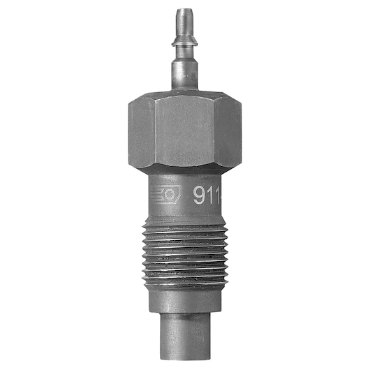 Facom 911-V10 metal threaded tool fitting, photographed upright on white background, front angle.