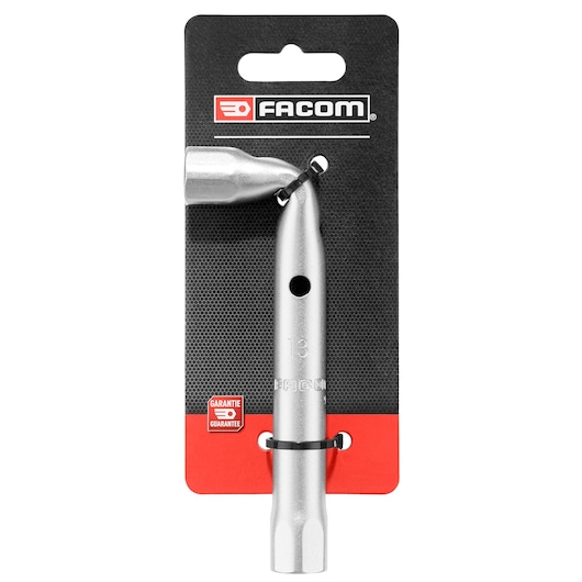 Facom 13mm angled box wrench 92A_13PB_P1 on retail card, silver finish, front view.