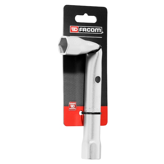 Facom 92A_17PB L-shaped box wrench with chrome finish, front angle on white background.