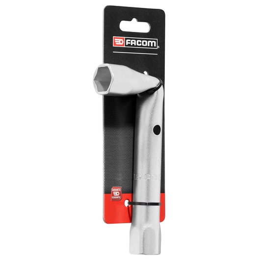 Facom 19mm angled box wrench 92A_19PB_P2 on retail card, silver steel, front angle, white background.
