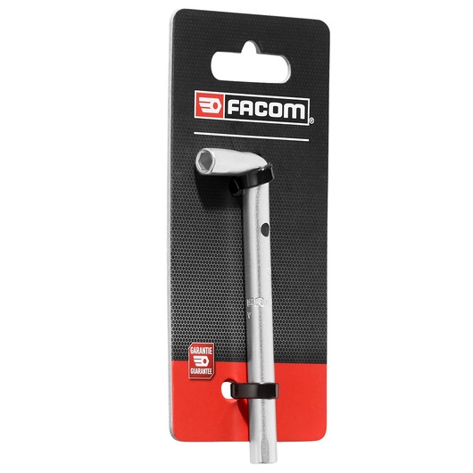 Facom 92A_5PB angled box wrench on retail card, silver finish, product photography, front angle.