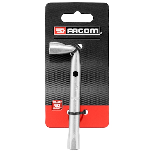 Facom 92A_9PB silver L-shaped socket wrench on retail packaging, front angle.