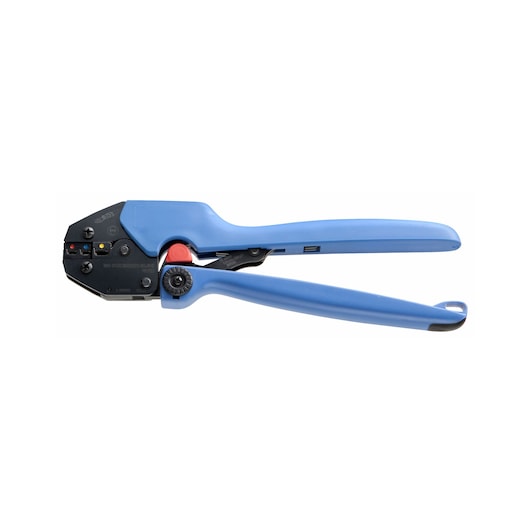 Facom 985753 blue-handled crimping tool side view on white background