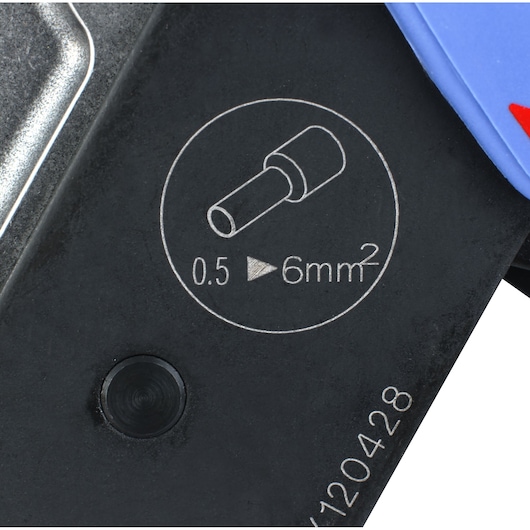 Facom tool close-up showing wire gauge marking 0.5 to 6mm² with engraved serial number 985895.