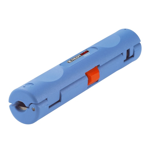 Facom 985964 blue and orange wire stripper tool, angled view, isolated on white background.