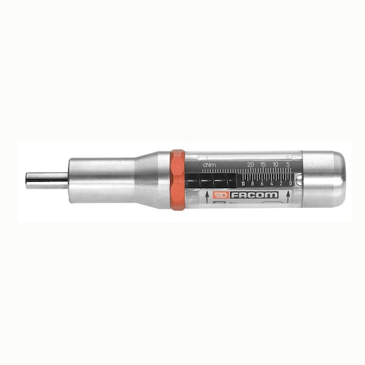 Facom torque screwdriver with orange ring and measurement scale, SKU A_301MT, side view, white background.