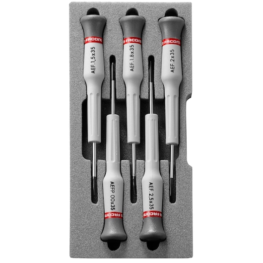 MICRO-TECH® screwdrivers slotted Phillips®, set of 5 pieces