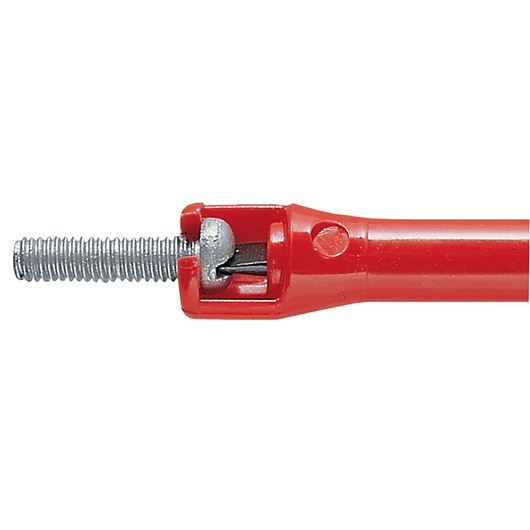 Photo of Facom AFR_5X150 red-threaded rod plier tool, close-up on the jaw and thread, white background.