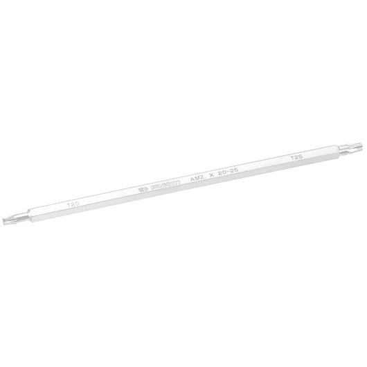 Facom AMZ_TX20-25 double-ended Torx key, silver, T20 and T25 sizes, top-down view on white background.