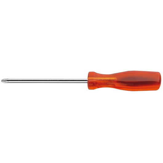Facom AP_0X75 Phillips screwdriver with clear orange handle, side view on white background.