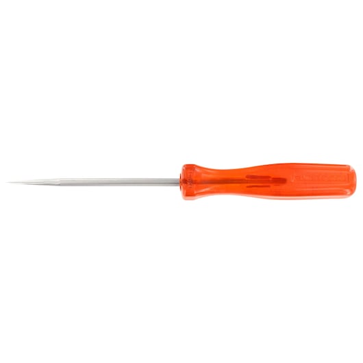 Facom ARD scratch awl with long steel point and translucent orange handle, side view, white background.
